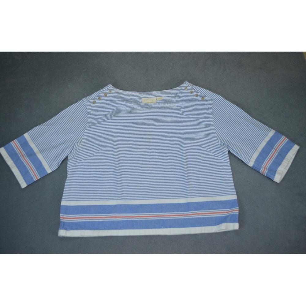 Maeve Anthropologie Shirt Womens Medium Sullivan Striped Coastal Bohemain Blue